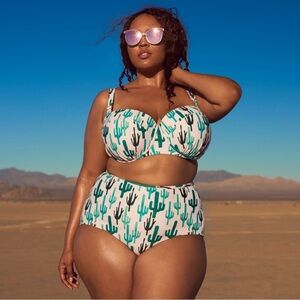 Swimsuits For All x GabiFresh Pink Cactus Bikini 2 Piece Size 18 E/F NWOT